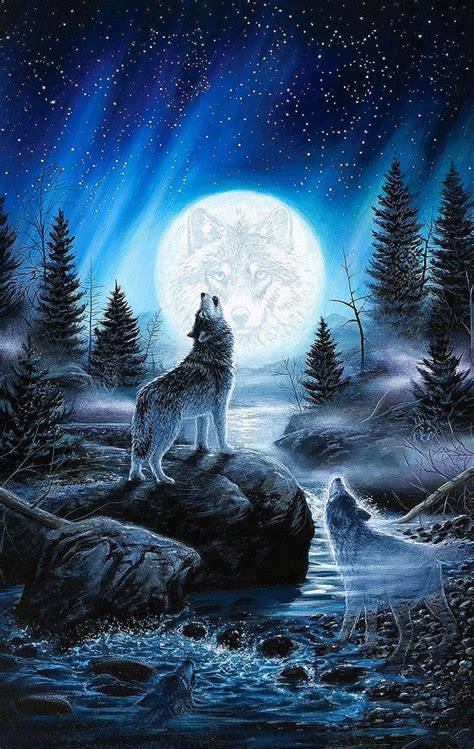 Wolf Howling At The Moon Mobile Wallpapers free download