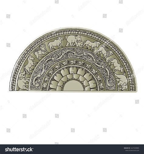 Sri Lanka Moonstone Carved Semicircular Stone Stock Illustration ...