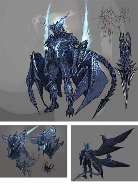 the concept art for an upcoming video game is shown in three different stages, including blue and