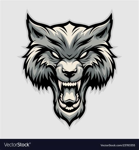 Angry wolf head image Royalty Free Vector Image