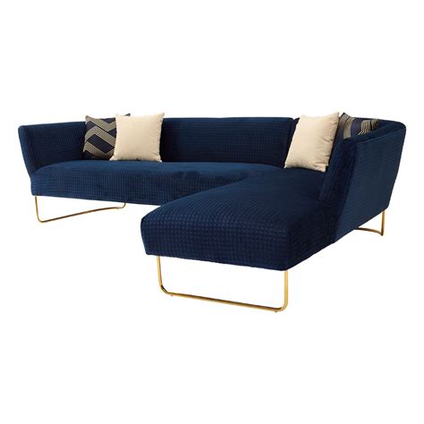 Renee Dark Blue Velvet 3 Seater Corner Sofa – Aiething