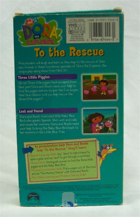 Vintage Nick Jr. DORA THE EXPLORER to the Rescue Cartoon Vhs - Etsy