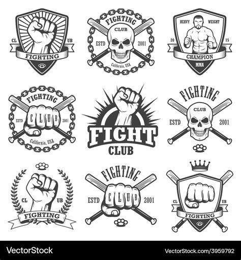 Set of cool fighting club emblems Royalty Free Vector Image