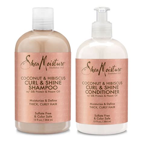 Amazon.com : Shea Moisture Coconut & Hibiscus Curl & Shine, Shampoo and Conditioner Set, Silk ...