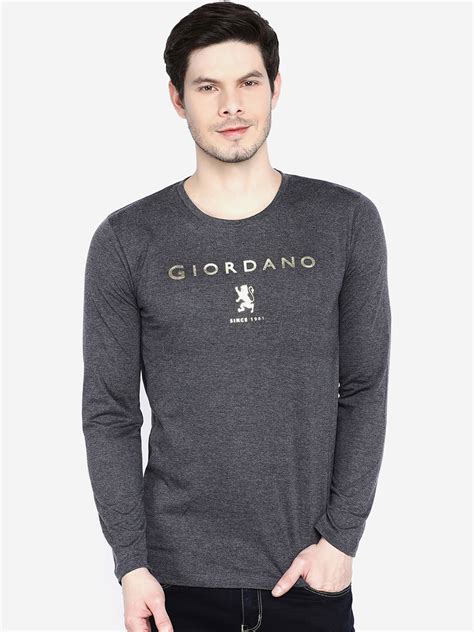 Buy GIORDANO Men Grey Printed Slim Fit Round Neck T Shirt - Tshirts for Men 11293316 | Myntra