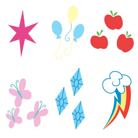 Mane 6 Cutie Marks | My little pony party, My little pony tattoo, My little pony birthday