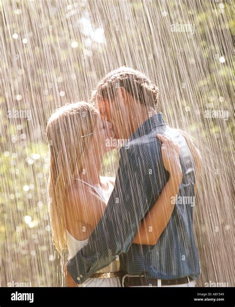 Couple Hug In Rain