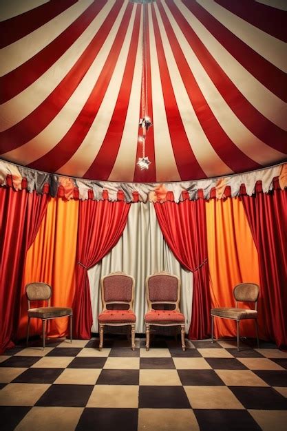 Premium AI Image | Vintage circus tent with retrostyle decorations created with generative ai