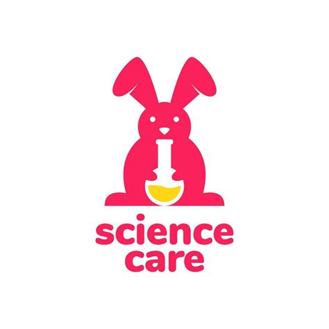 animal pets rabbit laboratory glass science mascot logo design vector ...