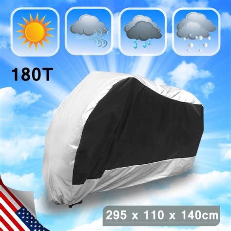 XXXL Motorcycle Cover Waterproof Outdoor Motorbike All-Weather Protection, Sliver Black ...