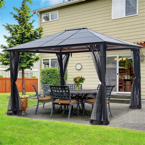 AsterOutdoor 10x12 Outdoor Hardtop Gazebo for Patios Metal Aluminum Frame Polycarbonate Top ...