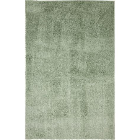 Unique Loom Studio Solid Shag Sage Green 5' 0 x 8' 0 Area Rug-3132701 ...