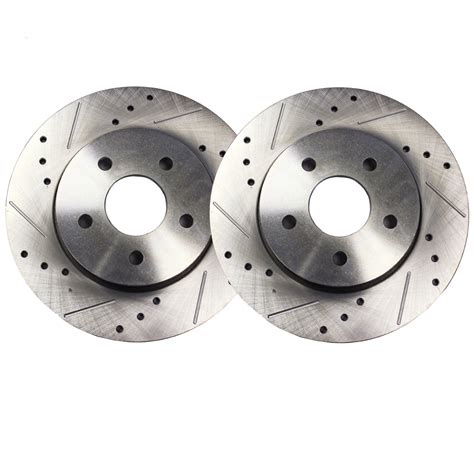 Front Drilled and Slotted Brake Rotors (Pair)