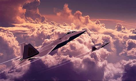 F22 Raptor Aviation Art Digital Art by John Wills