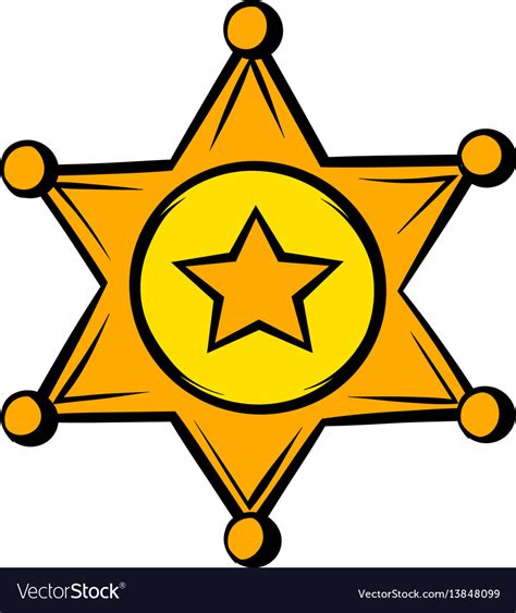 Golden sheriff star badge icon cartoon Royalty Free Vector