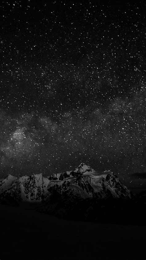 Starry Night Sky Mountain Nature Bw Dark Android wallpaper - Android HD wallpapers