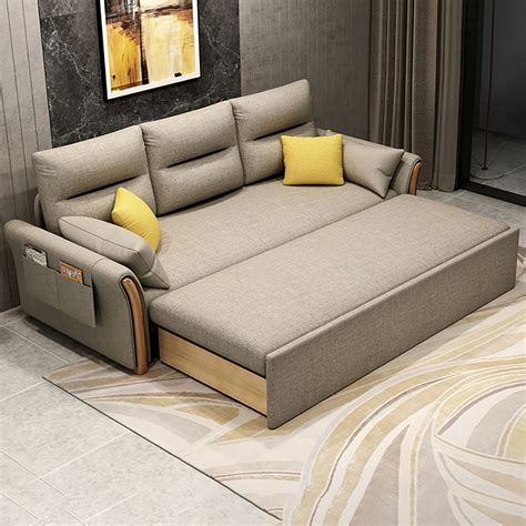 85.8" Full Sleeper Sofa Cotton&linen Upholstered Convertible Sofa with ...