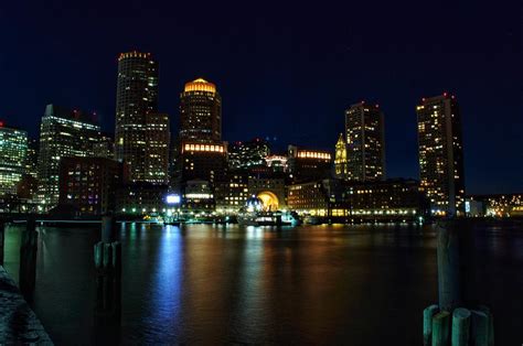 Boston skyline at night Photograph by Benjamin Adams - Pixels