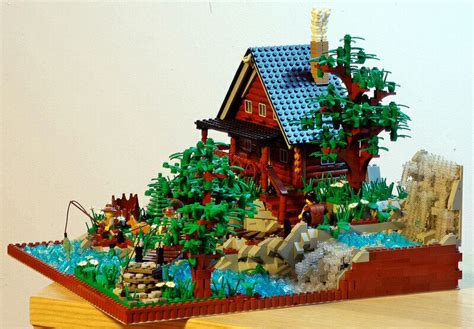 Lego forest cottage by the stream | Lego tree house, Lego projects ...