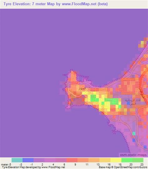 Elevation of Tyre,Lebanon Elevation Map, Topography, Contour