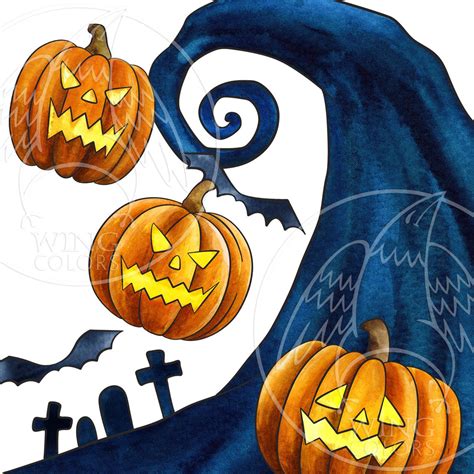 Watercolor Halloween Nightmare Clipart. Other World Love. - Etsy