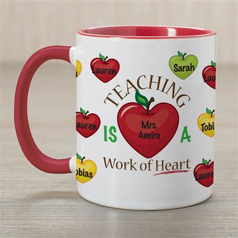 Personalized Teacher Mug with Apple Heart | GiftsForYouNow