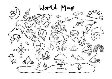 World Map Coloring Pages Printable