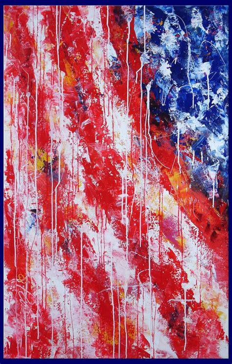 Extra large Abstract Painting-4th of July-Large Painting red blue American Flag painting modern ...