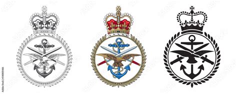 Vector monochrome emblem of the Ministry of Defence. Ministry of ...