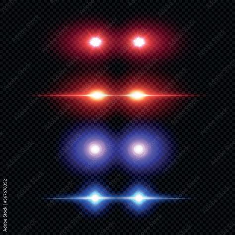 Laser eyes overlays isolated, various red and blue glowing eyes light effects, superhero sight ...