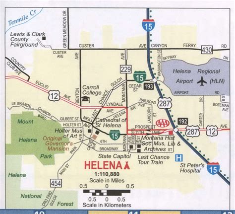 Helena MT roads map, free printable map highway Helena city surrounding ...