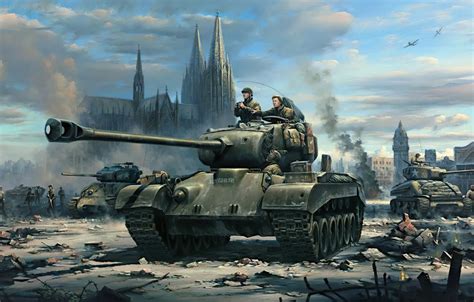 Wallpaper war, art, painting, tank, ww2, m-26 pershing images for ...