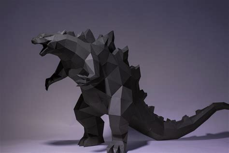 Godzilla Paper Craft, Digital Template, Origami, PDF Download DIY, Low Poly, Trophy, Sculpture ...