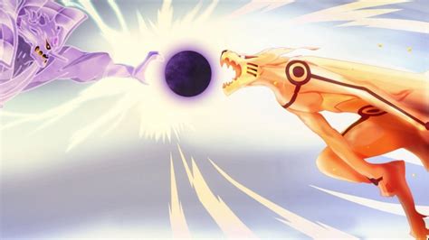 Download Sasuke Susanoo Vs Naruto Kurama Wallpaper | Wallpapers.com