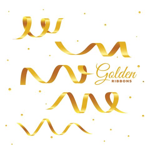 3d golden ribbon confetti set 37752293 Vector Art at Vecteezy