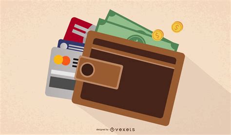 Closed Wallet With Coins Money And Bank Cards Vector Download