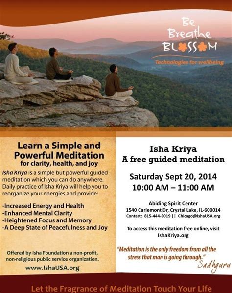 Free Guided Meditation: Isha Kriya | Crystal Lake, IL Patch