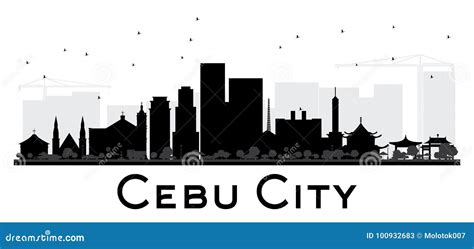 Cebu City Skyline Black and White Silhouette. Stock Vector - Illustration of landscape, tower ...