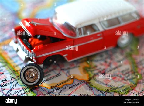 A toy 1955 Chevy Nomad wagon broken down on an atlas Stock Photo - Alamy