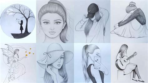 8 easy girl drawing ideas ( part -1 ) || Pencil sketch Tutorials || Art Videos - Uohere