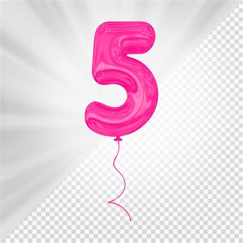 Premium PSD | Pink balloon number 5