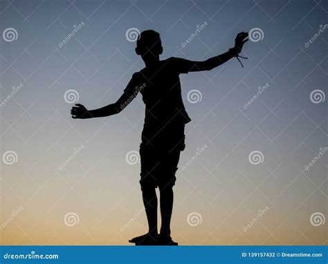 Silhouette of a Person Running Towards Sunset Sky Background Stock Photo - Image of body ...