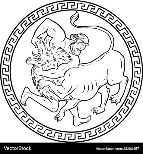 Nemean lion 12 labours hercules heracles Vector Image