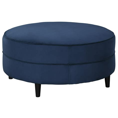 Round Fabric Upholstered Accent Ottoman with Tapered Legs, Blue - Walmart.com - Walmart.com