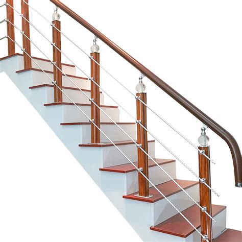 Stainless Steel With Wood Post Pipe Stair Railing Design For Staircase ...