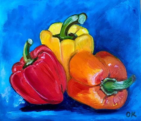 Peppers, still life, size 35.6 x 30.4 cm, oil painting, still life, wall art, canvas | ART SHOP ...