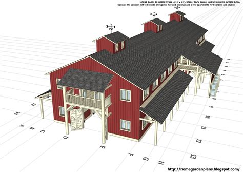 Digital view of a massive 20 stall horse barns, with office and living ...