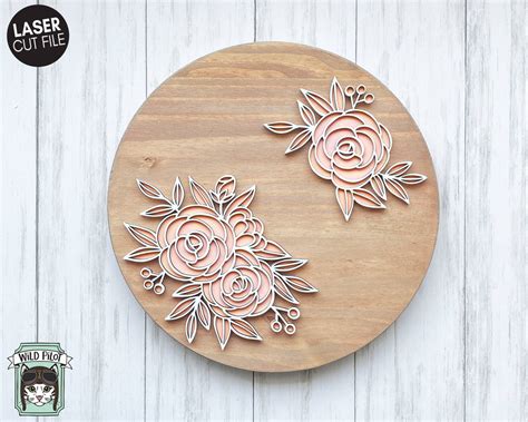 Flower LASER Cut file SVG, Floral LASER File, Laser svg files, Layered Flower Laser Cut file svg ...