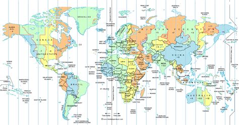 Map Of Time Zones World - Alanna Leontyne