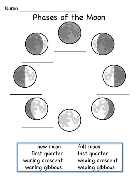 Free Moon Phases Worksheet Printable - FREE PRINTABLE TEMPLATES